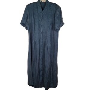 KSL Kari Stevens Women's Size 22W Blue Dress Rayon Short Sleeve Button Front